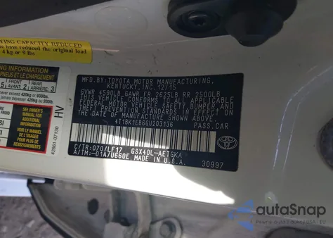 2016 Toyota Avalon Xle Plus z USA, uszkodzony, nr VIN 4T1BK1EB6GU203136